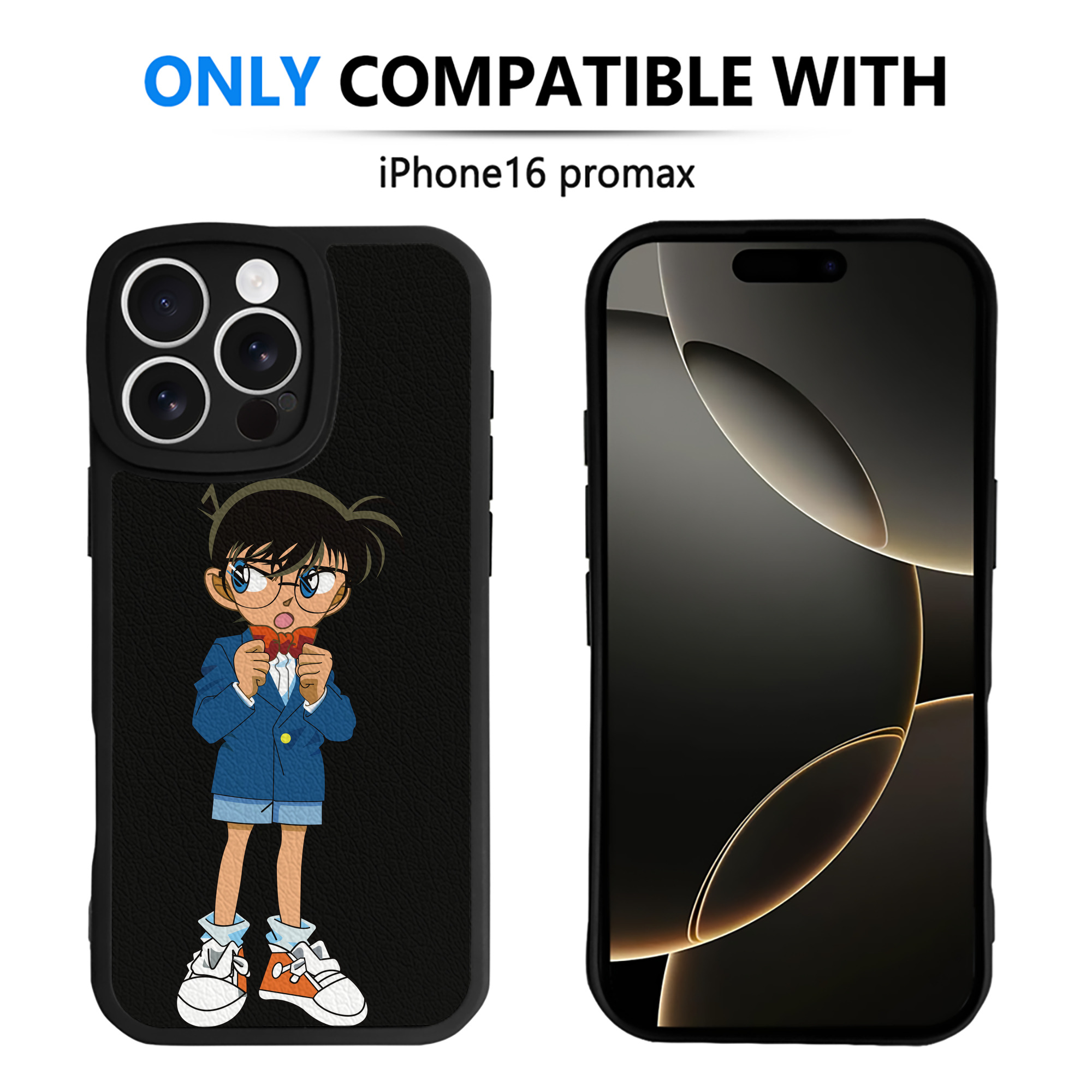 （画像用） 名探偵コナン 江戸川 コナン Detective Conan Conan Edogawa 【iPhone 16シリーズ対応】シリコンスマホケース（レザー調） 材質：シリコン